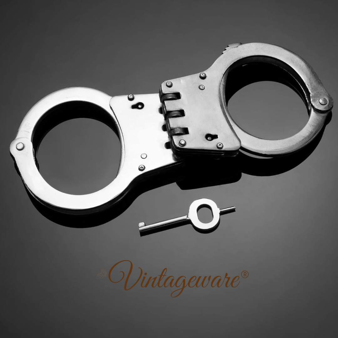 Vintageware® Carbon Steel Handcuff – Stainless Steel Design for Fancy Dress, and Pretend Play – Includes Keys, Adjustable (Carbon Steel, Adjustable)