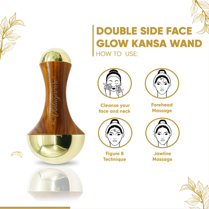 Vintageware® Kansa Wand Double Sided Small – Compact Ayurvedic Beauty Tool for Skin Rejuvenation