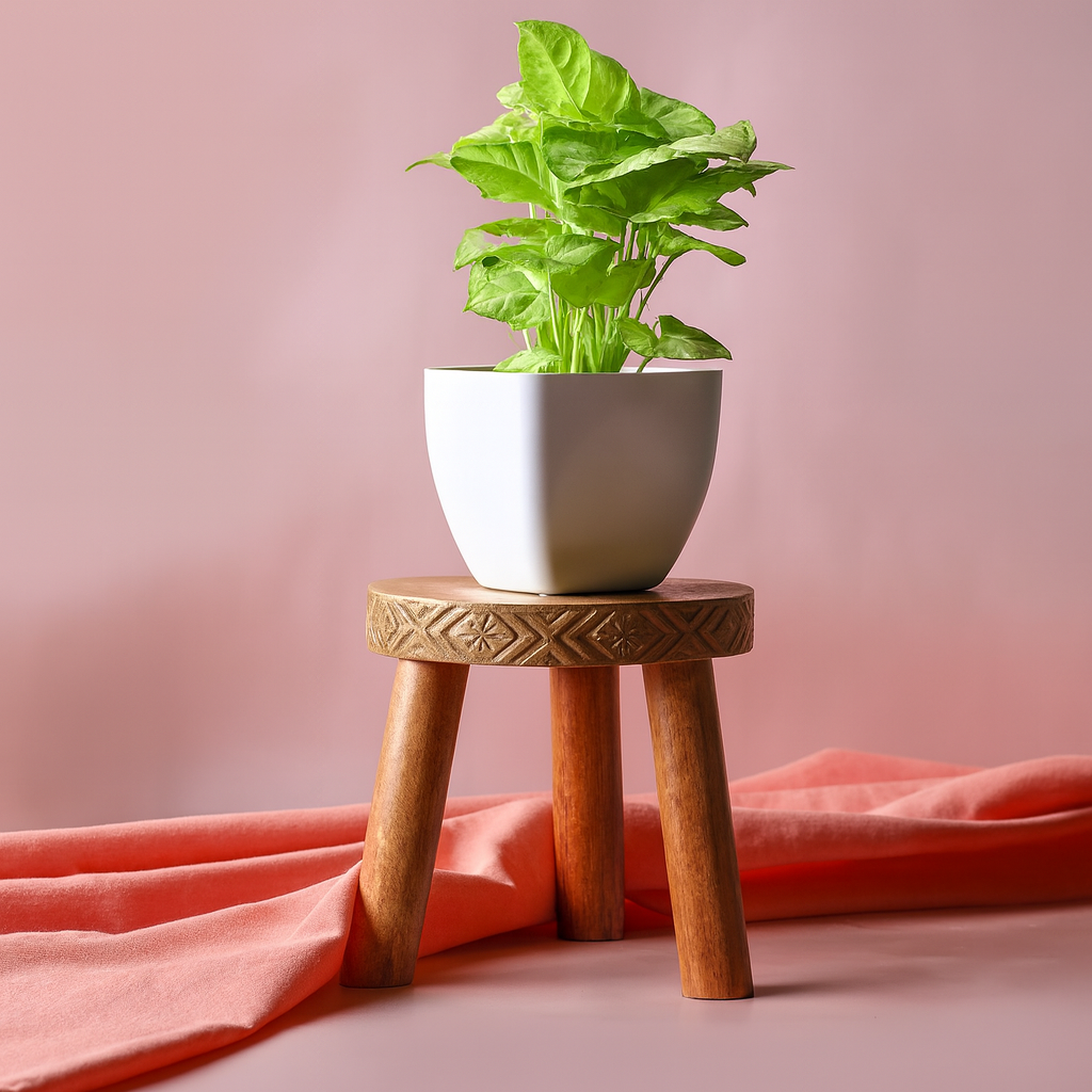 3 Leg Wooden Planter Stand | Solid Wood Plant Stand for Living Room, Indoor & Outdoor | Rustic Indoor Pot Holder