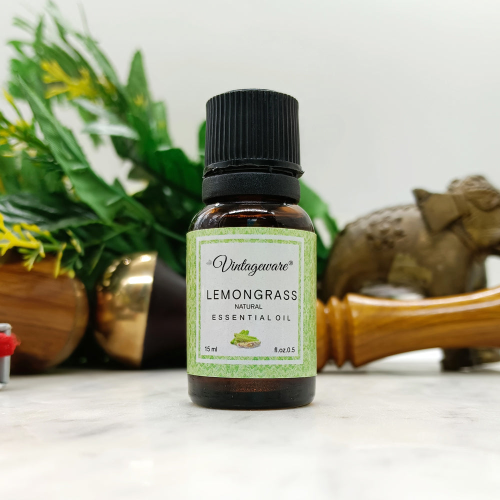 Vintageware® Lemongrass Essential Oil – 100% Pure & Natural Aroma Oil for Diffuser, Stress Relief, Skin Care & Sleep | Aromatherapy Grade, 15ml