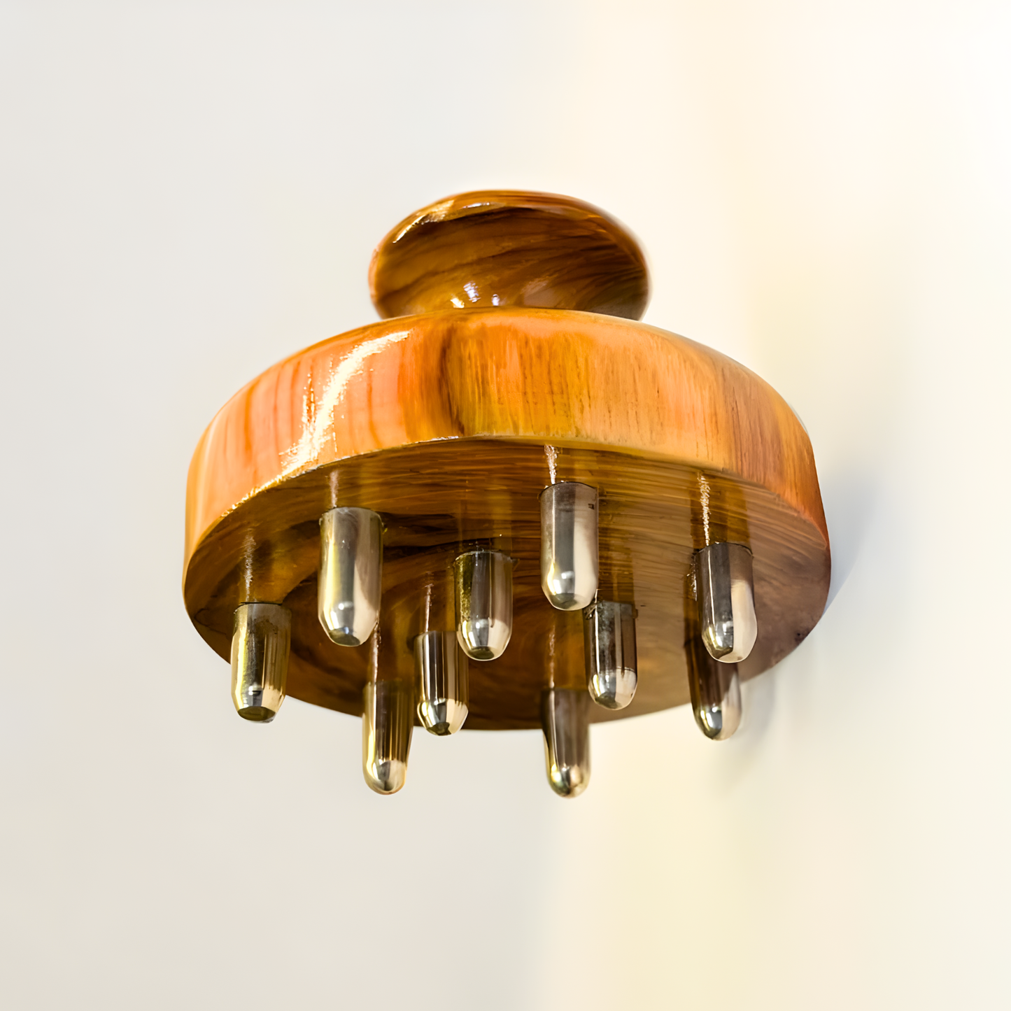 Ayurveda Scalp Massager & Body Stimulator | Ayurvedic Bronze Head Massager Tool for Hair Growth, Stress Relief & Detox | Handmade Wooden Handle
