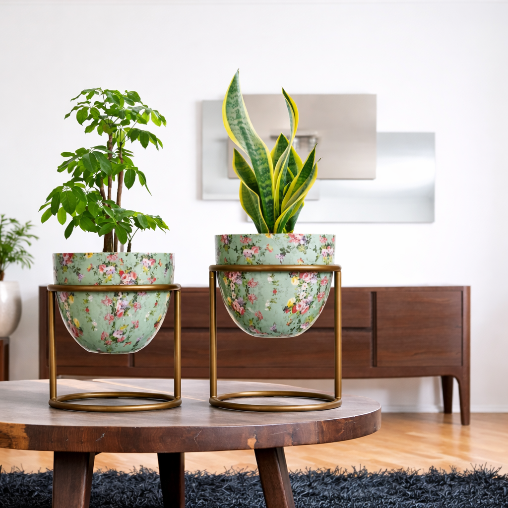 Vintageware® Metal Plant Stand Set for Living Room – Modern Indoor Planter Holder (Buy 1 Set & Get 1 Set Free)