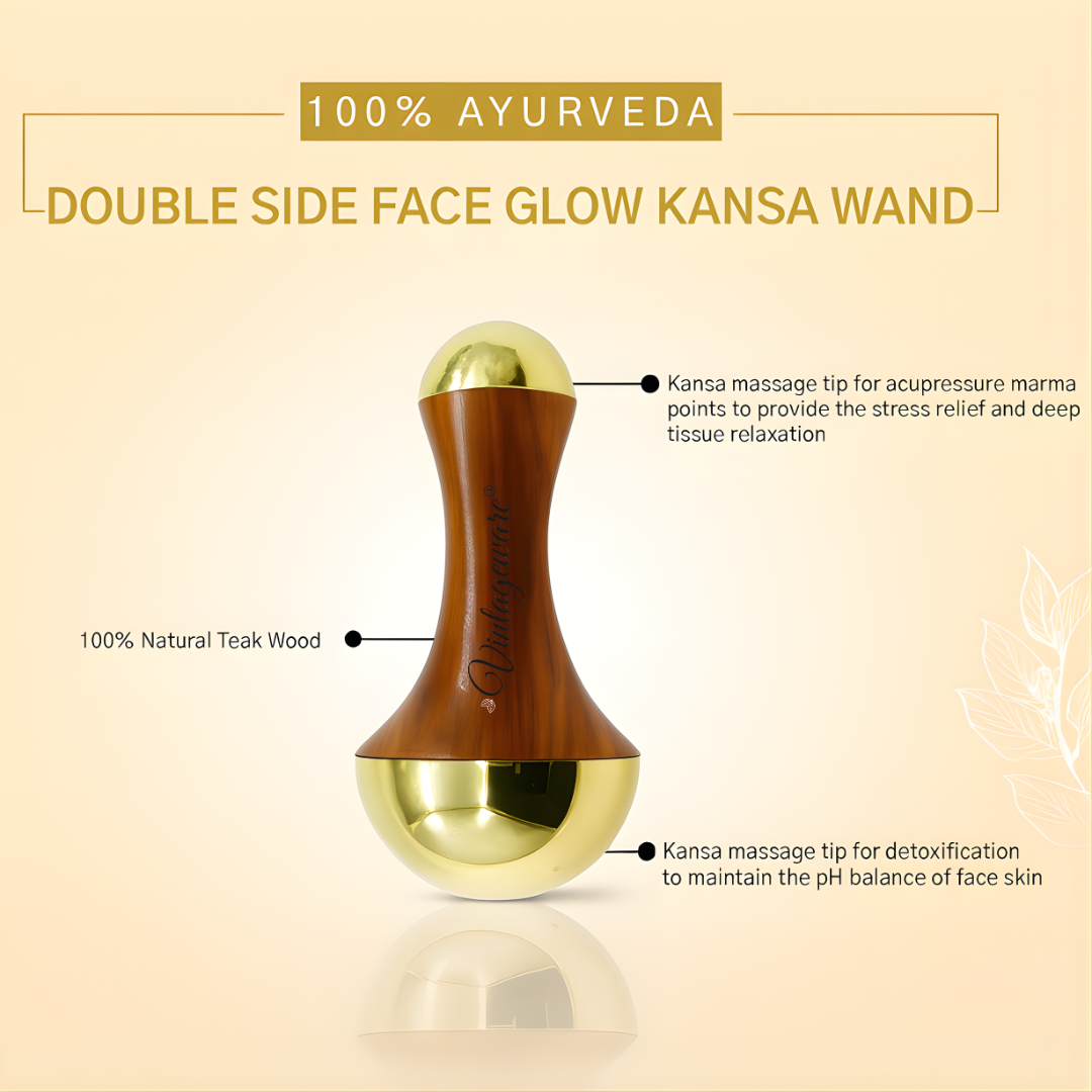 Vintageware® Ayurvedic Self-Care Spa Combo – Kansa Wand, Dual Wand, Gua Sha & Essential Oil