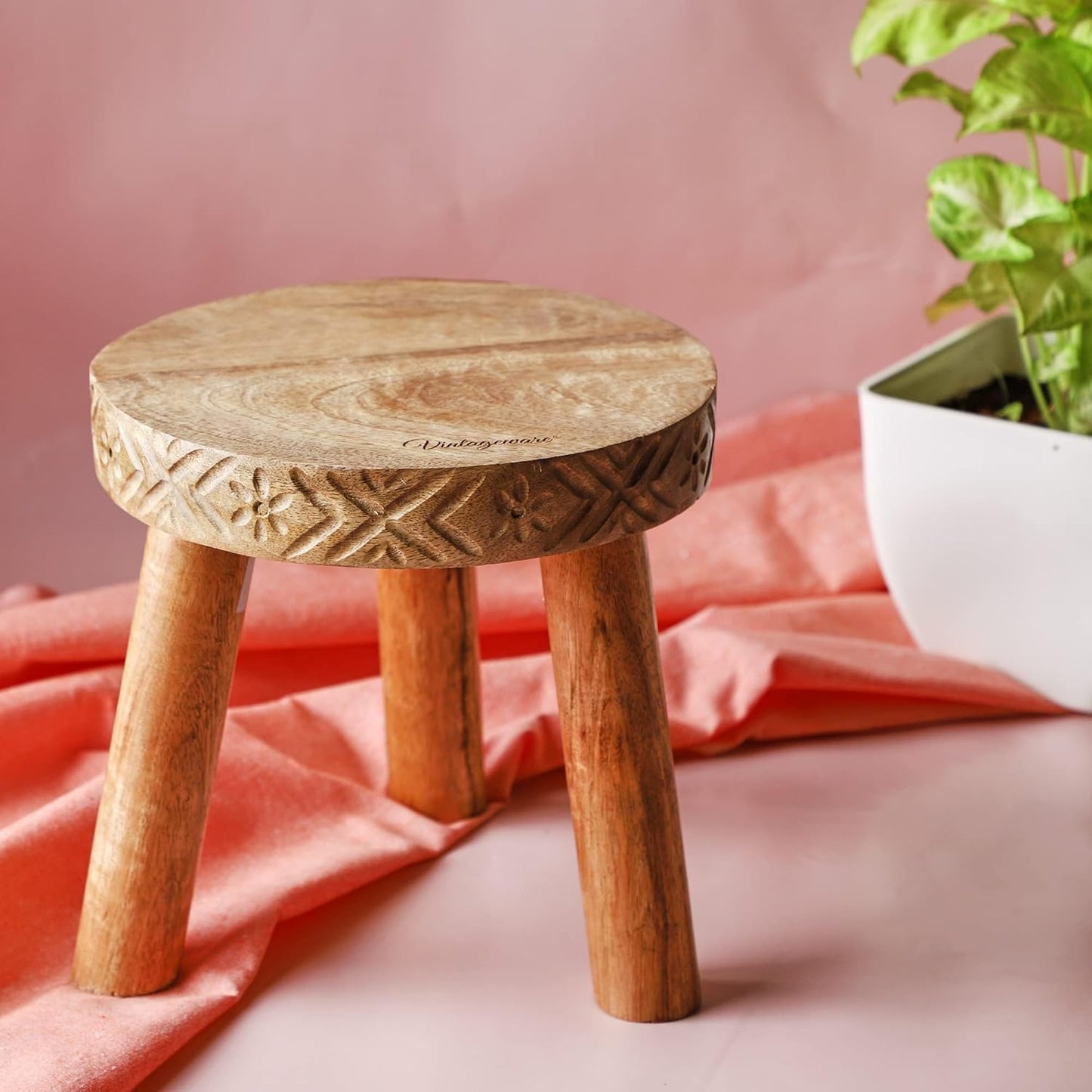 3 Leg Wooden Planter Stand | Solid Wood Plant Stand for Living Room, Indoor & Outdoor | Rustic Indoor Pot Holder