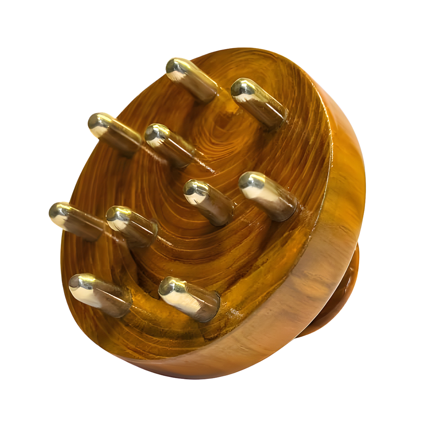 Ayurveda Scalp Massager & Body Stimulator | Ayurvedic Bronze Head Massager Tool for Hair Growth, Stress Relief & Detox | Handmade Wooden Handle