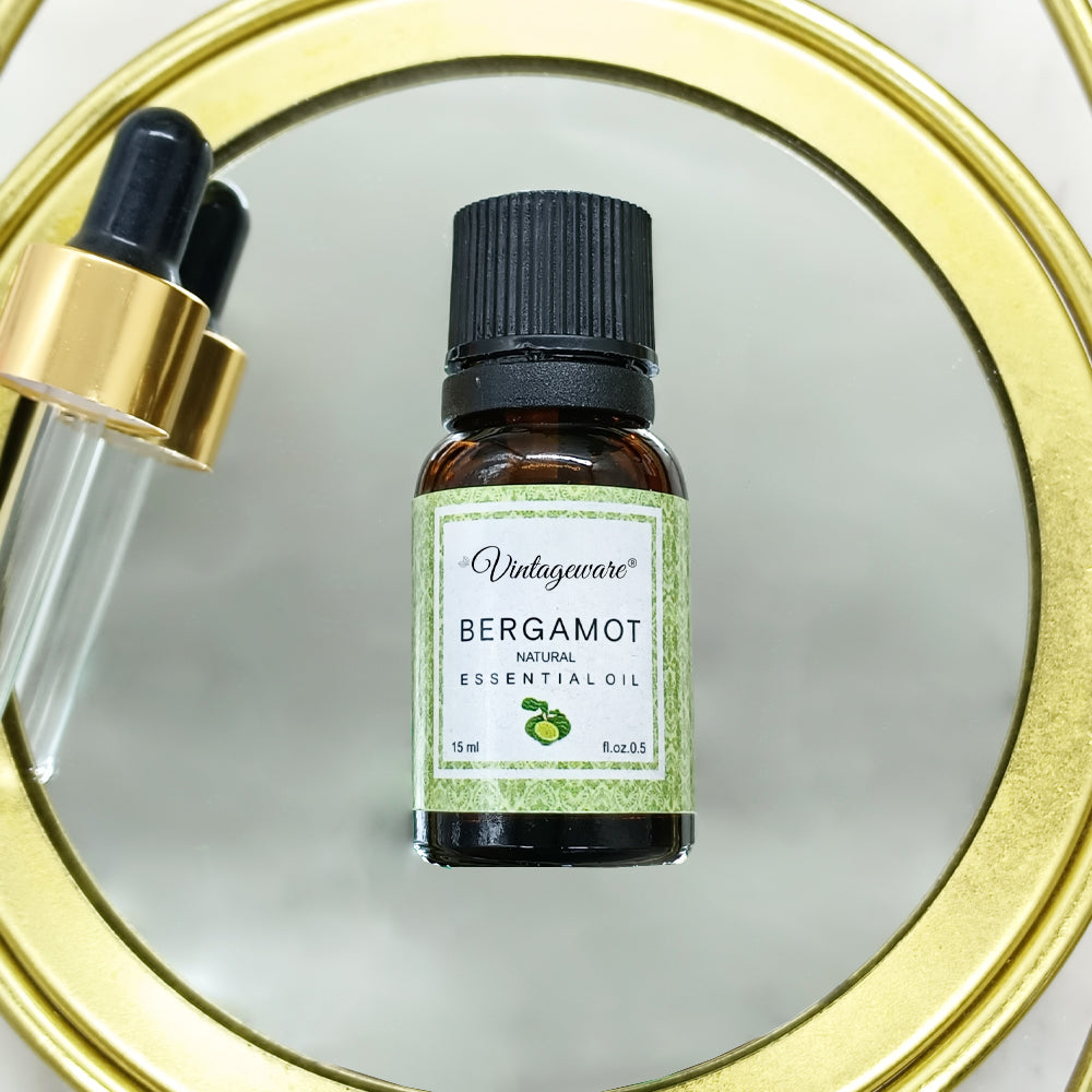 Vintageware® 100% Pure Bergamot Essential Oil – Uplifting Aromatherapy Oil for Skin Care, Mood Balance, Relaxation & Diffuser Use – 15ml