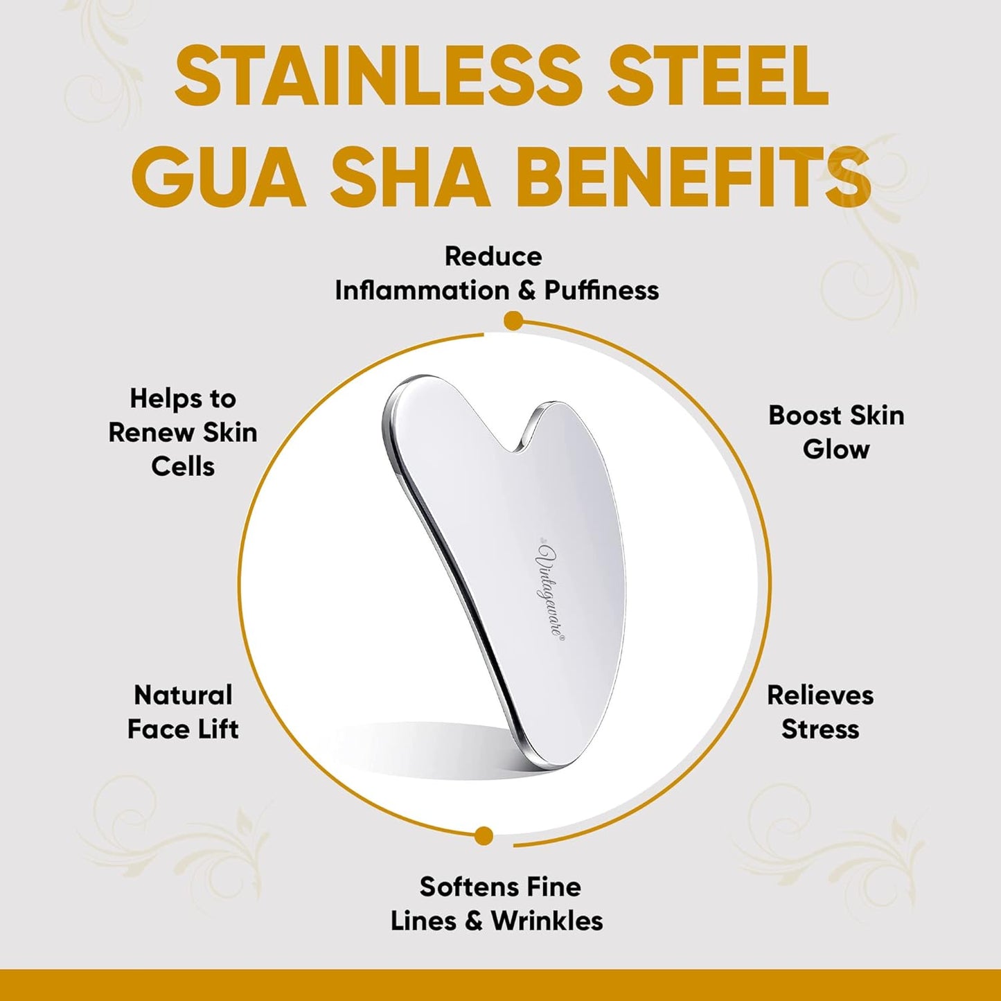 Vintageware® Ayurvedic Facial Massage Combo – Gua Sha, Dual Kansa Wand & Soy Candle