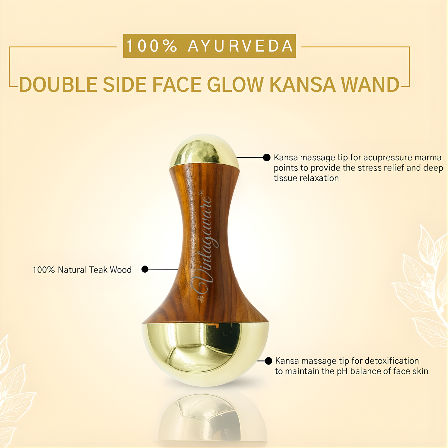 Vintageware® Kansa Wand Double Sided Small – Compact Ayurvedic Beauty Tool for Skin Rejuvenation