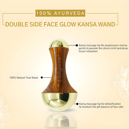 Vintageware® Kansa Wand Double Sided Small – Compact Ayurvedic Beauty Tool for Skin Rejuvenation