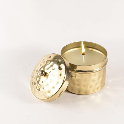 Scented Candle Jar with Lid – Vintageware® Soy Wax Candle in Brass Finish Jar