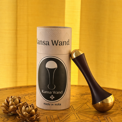 Kansa Wand Double Sided – Ayurvedic Beauty Tool for Skin Rejuvenation (Dark Brown)