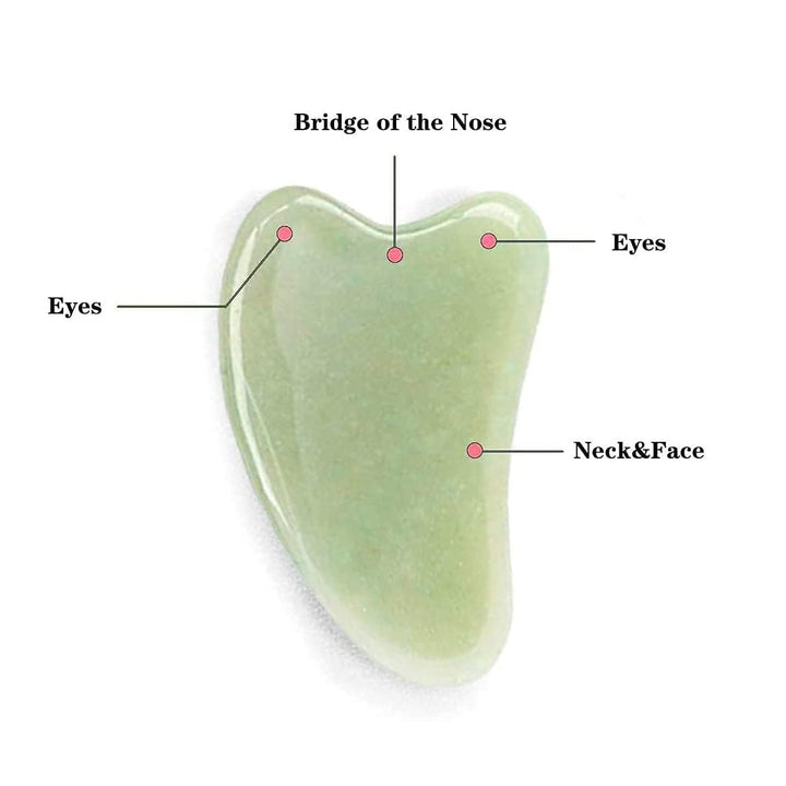 Facial Massager Jade Roller & Gua Sha Tool Natural Himalayan Stone for Face Neck Healing Skin Wrinkles & Serum Application (Jade Roller with Gua Sha) - Vintageware