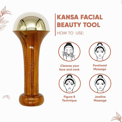 Vintageware® Luxury Acupressure Kansa Wand Massager With Teak Wood Handle For Detoxification And Deep Relaxation, Single Base Kansa Wand For Foot