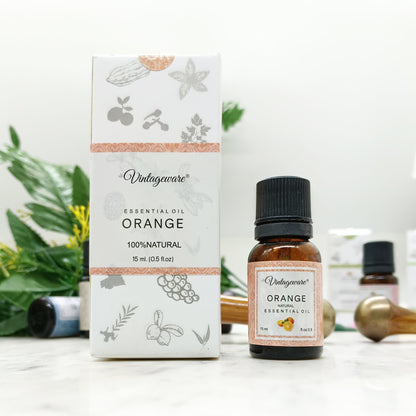 Vintageware® Orange Essential Oil – 100% Pure, Organic & Undiluted | Hydrates Dry Skin, Clears Acne, Reduces Dandruff & Nourishes Hair, 15ml