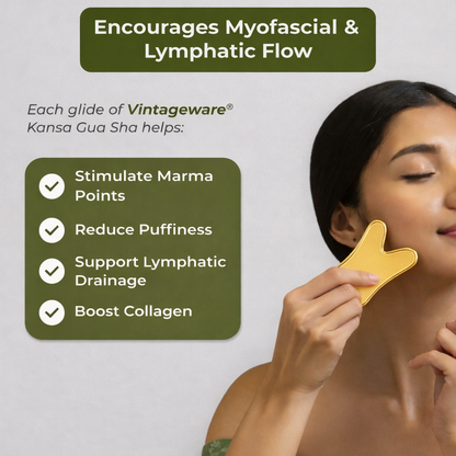Vintageware® Kansa Gua Sha | Guasha for Face, Neck & Back Massage | Reduces Puffiness, Tightens Skin, Promotes Lymphatic Drainage | Skincare Massager