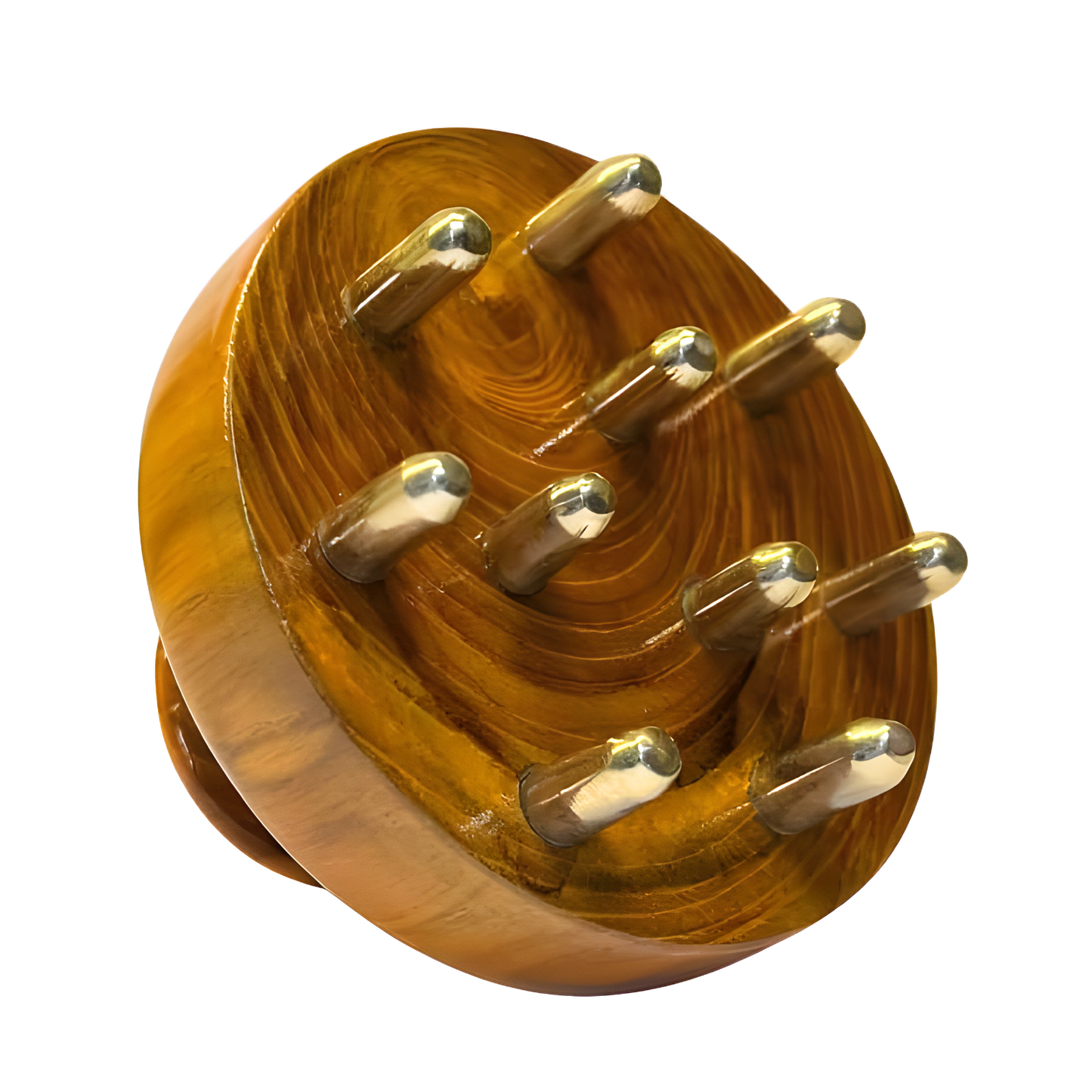 Ayurveda Scalp Massager & Body Stimulator | Ayurvedic Bronze Head Massager Tool for Hair Growth, Stress Relief & Detox | Handmade Wooden Handle