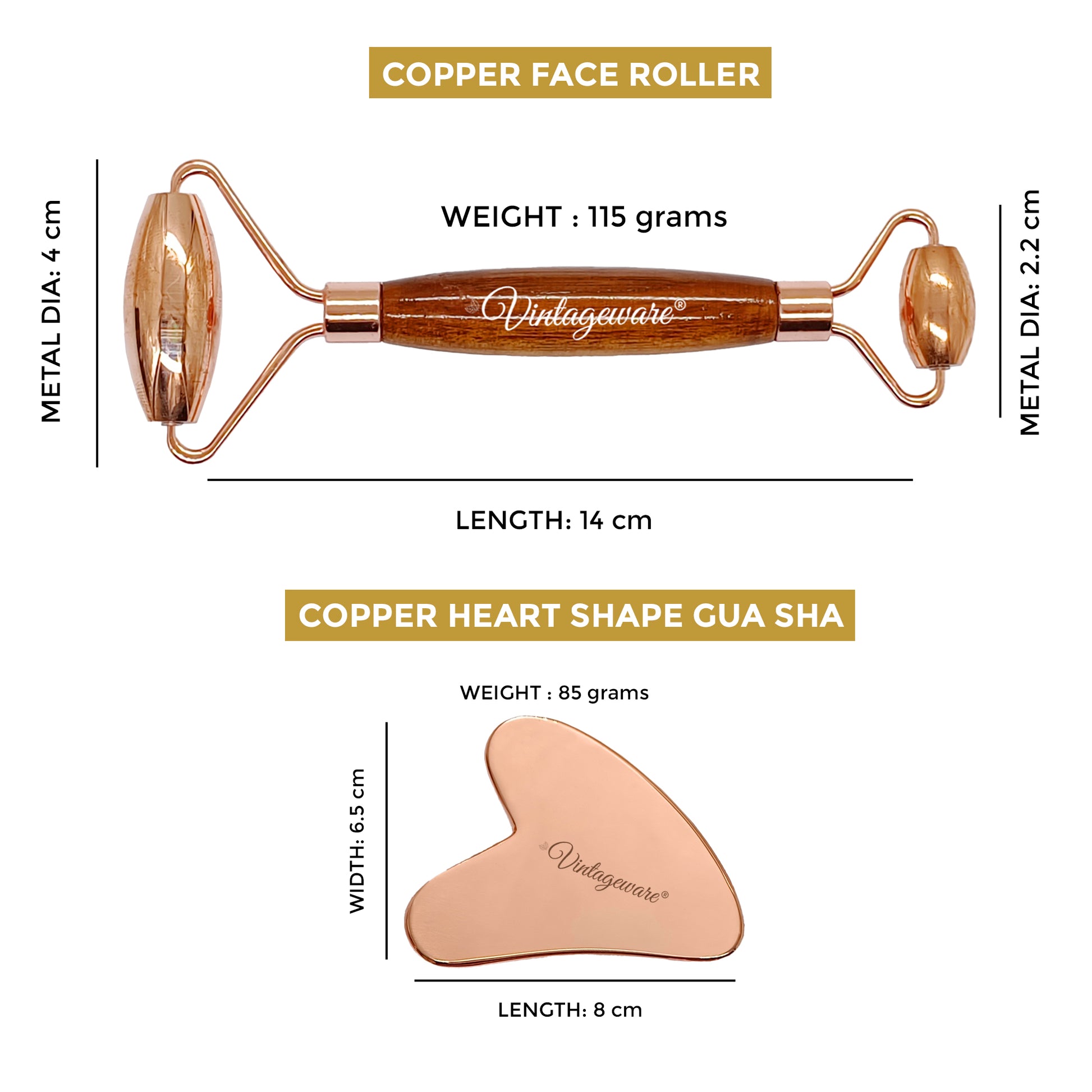 copper gua sha and face roller