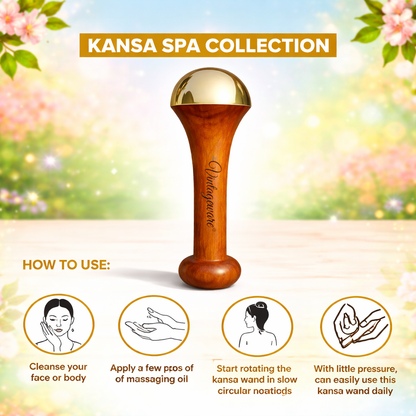 Luxury Acupressure Kansa Wand Massager With Teak Wood Handle For Detoxification And Deep Relaxation, Single Base Kansa Wand For Foot