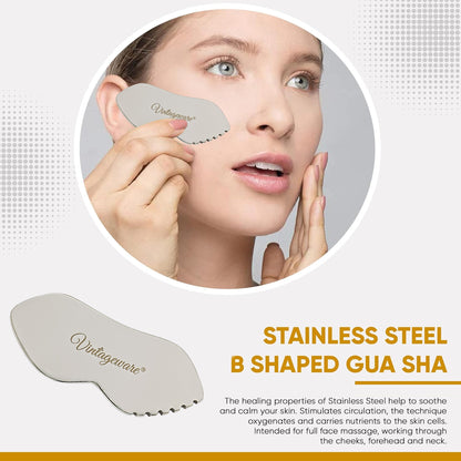 Vintageware® Gua Sha Steel – Premium Steel Facial Tool for Skin Wellness
