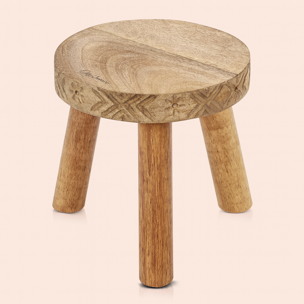 3 Leg Wooden Planter Stand | Solid Wood Plant Stand for Living Room, Indoor & Outdoor | Rustic Indoor Pot Holder