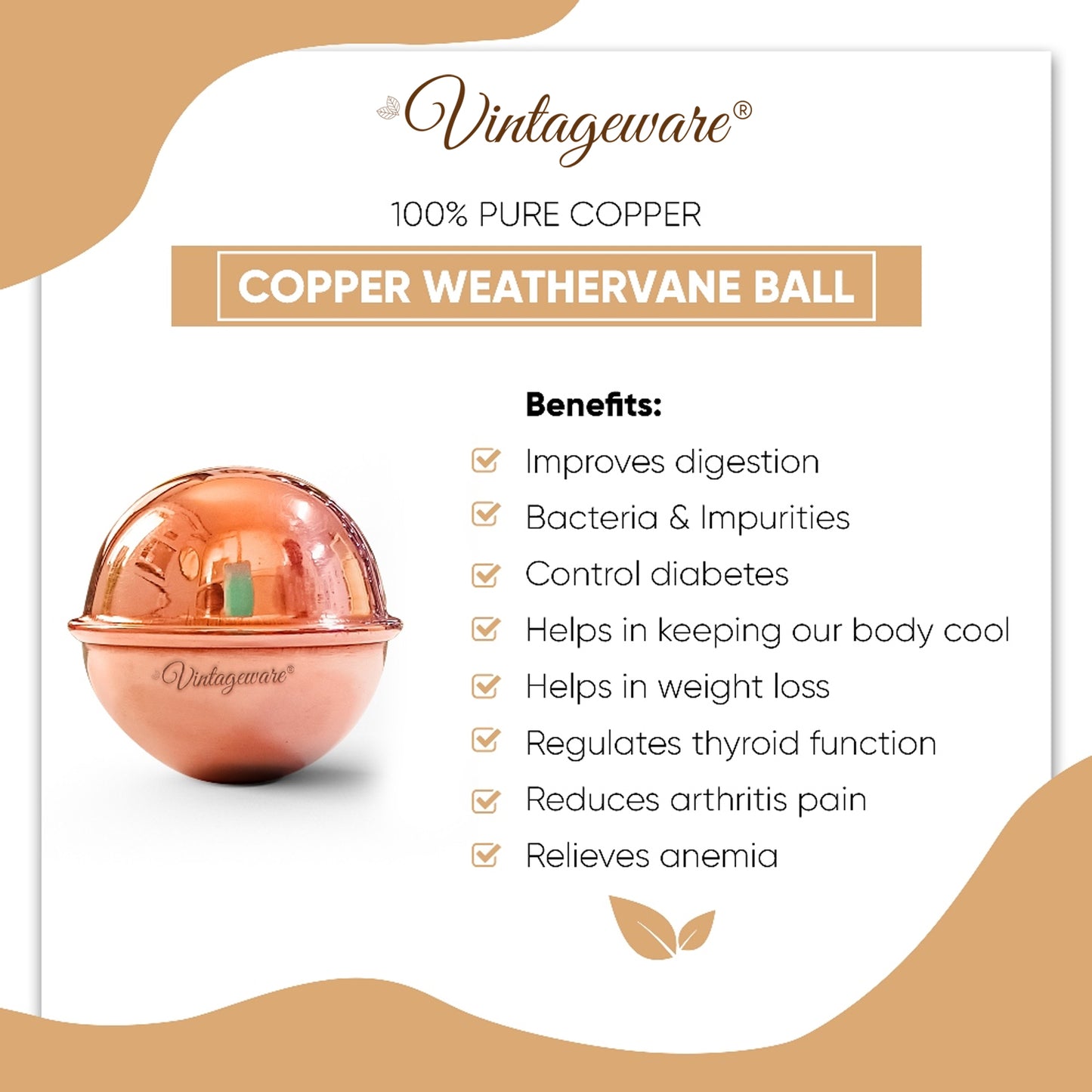 Vintageware® Ayurvedic Copper Wellness Combo | Pure Copper Eye Wash Cups for Netra Shuddhi + Copper Ball for Water Purification | Eye Care, Detox & Daily Health