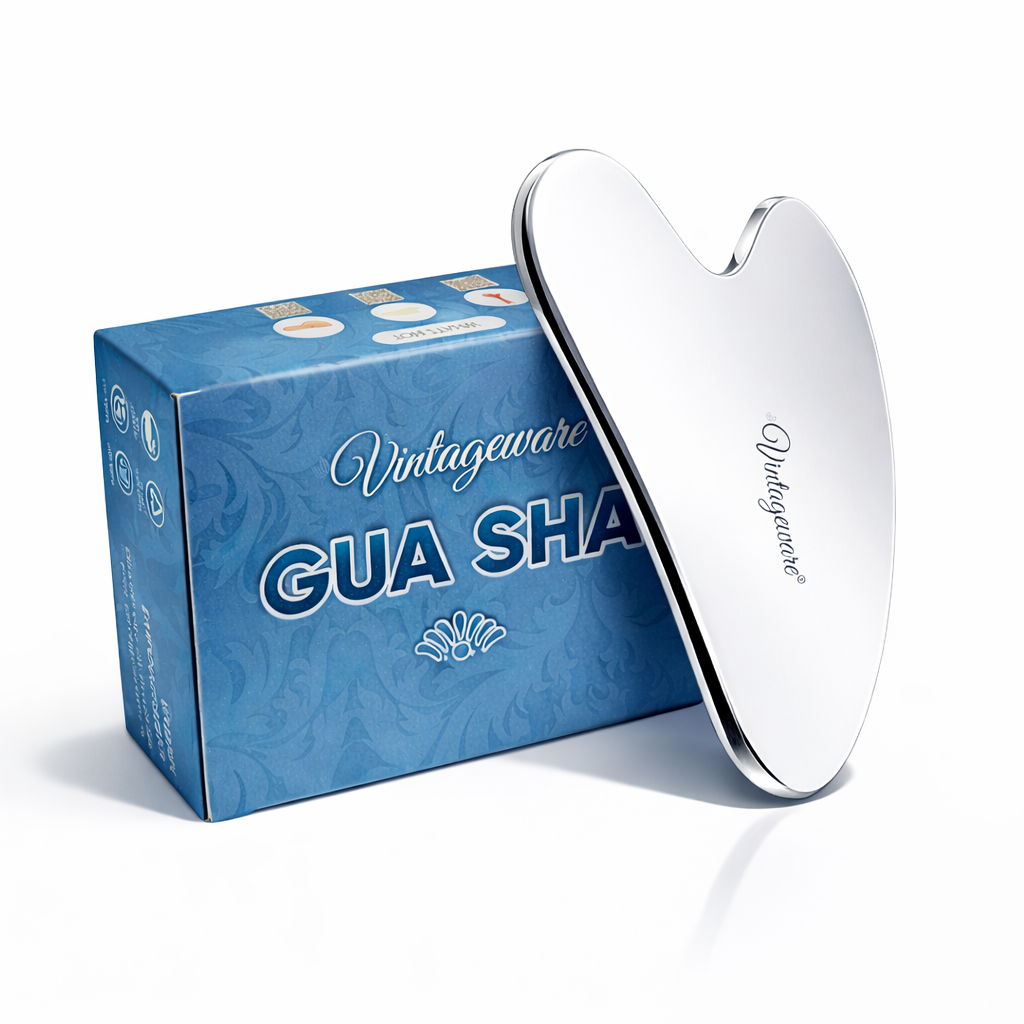 Vintageware® Ayurvedic Facial Massage Combo – Gua Sha, Dual Kansa Wand & Soy Candle