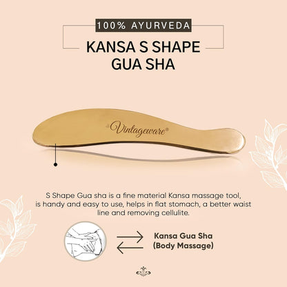 Kansa Metal Gua Sha Combo Set | B-Shape & S-Shape Massage Tools for Face & Body