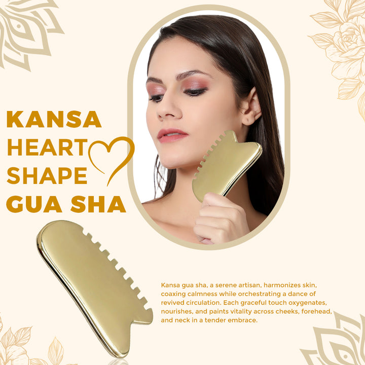 Kansa Gua sha Face Massage Tool For Fine Lines, Glowing Skin, Reducing Stress & Eye Puffiness - Vintageware