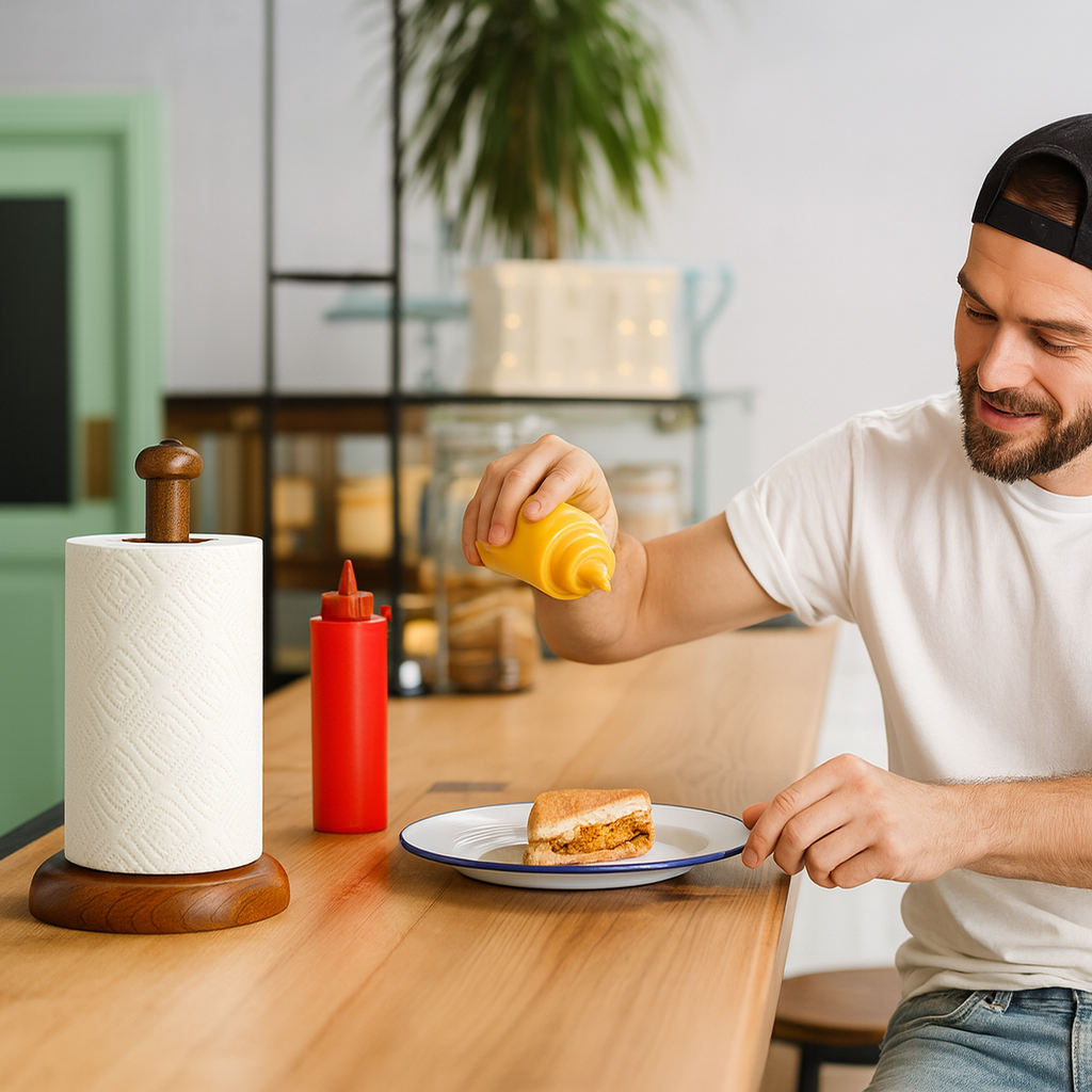 Wooden Tissue Holder for Kitchen – Handcrafted by Vintageware® (Gem Top)