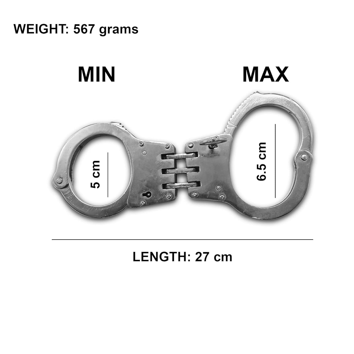 Vintageware® Carbon Steel Handcuff – Stainless Steel Design for Fancy Dress, and Pretend Play – Includes Keys, Adjustable (Carbon Steel, Adjustable)