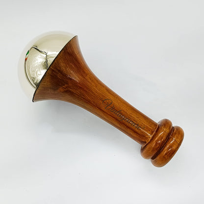 Vintageware® Luxury Acupressure Kansa Wand Massager With Teak Wood Handle For Detoxification And Deep Relaxation, Single Base Kansa Wand For Foot