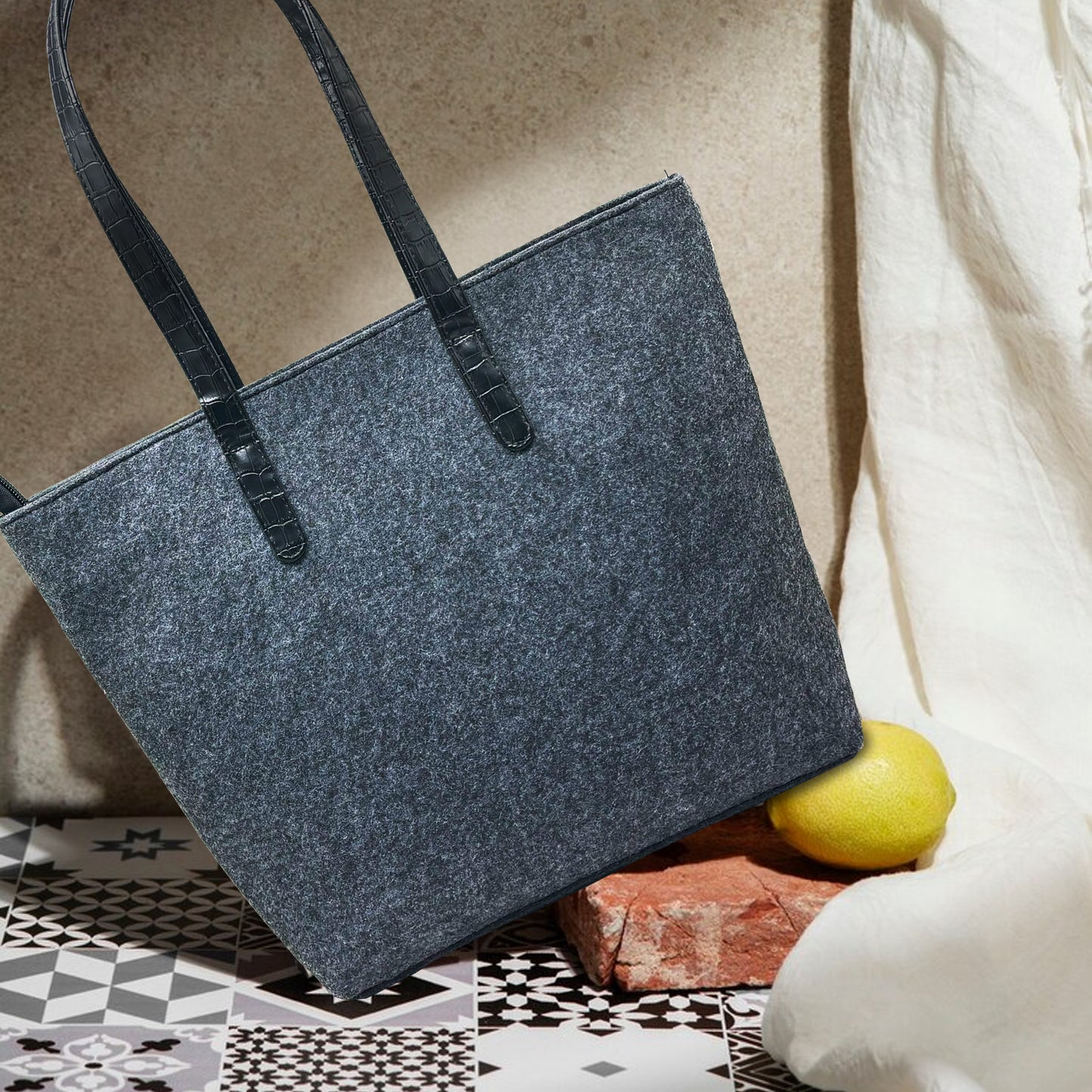 Felt Reusable Shopping Bag, Storage Tote Utility Bag