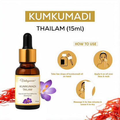 Kansa Wand Double Side with Kumkumadi Oil 15 ml – Ayurvedic Skin & Foot Care