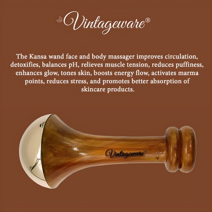 Vintageware® Ayurvedic Self-Care Spa Combo – Kansa Wand, Dual Wand, Gua Sha & Essential Oil