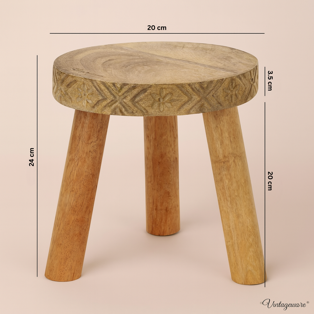 3 Leg Wooden Planter Stand | Solid Wood Plant Stand for Living Room, Indoor & Outdoor | Rustic Indoor Pot Holder