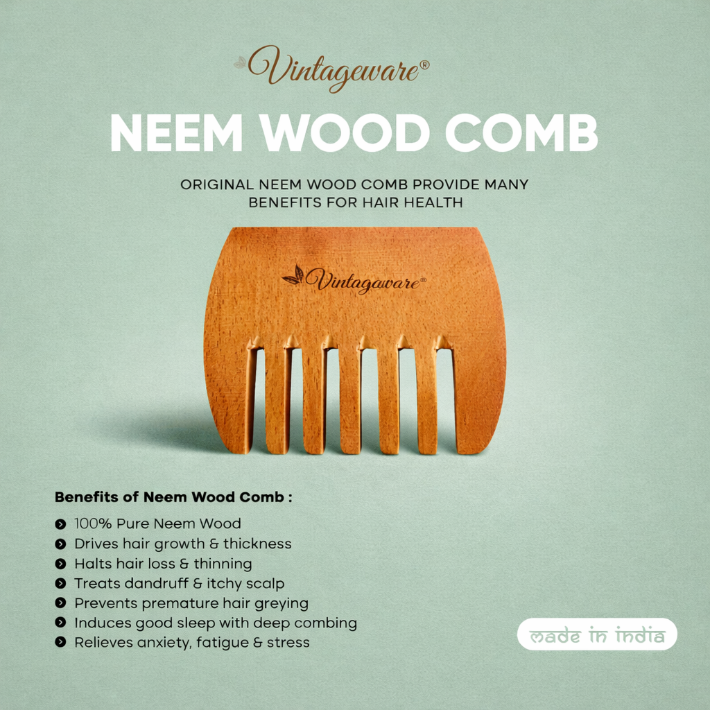 Vintageware® Kacchi Neem Wooden Comb | 100% Natural & Ayurvedic