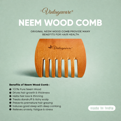 Vintageware® Kacchi Neem Wooden Comb | 100% Natural & Ayurvedic