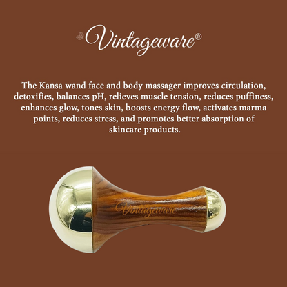Vintageware® Kansa Wand Double Sided with Kansa Comb | Ayurvedic Massage Set