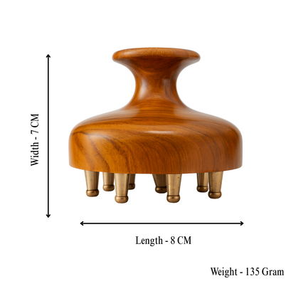 Kansa Scalp & Body Massager | Ayurvedic Teak Wood Massage Tool for Hair Growth, Stress Relief & Detox | Pure Kansa Stimulator