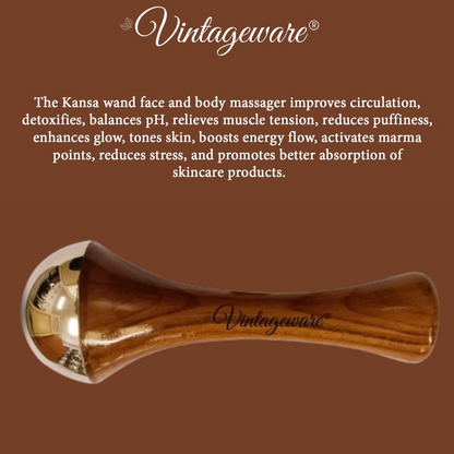 Vintageware® Kansa Comb with Kansa Wand – Ayurvedic Self-Care Combo for Hair & Skin Rejuvenation