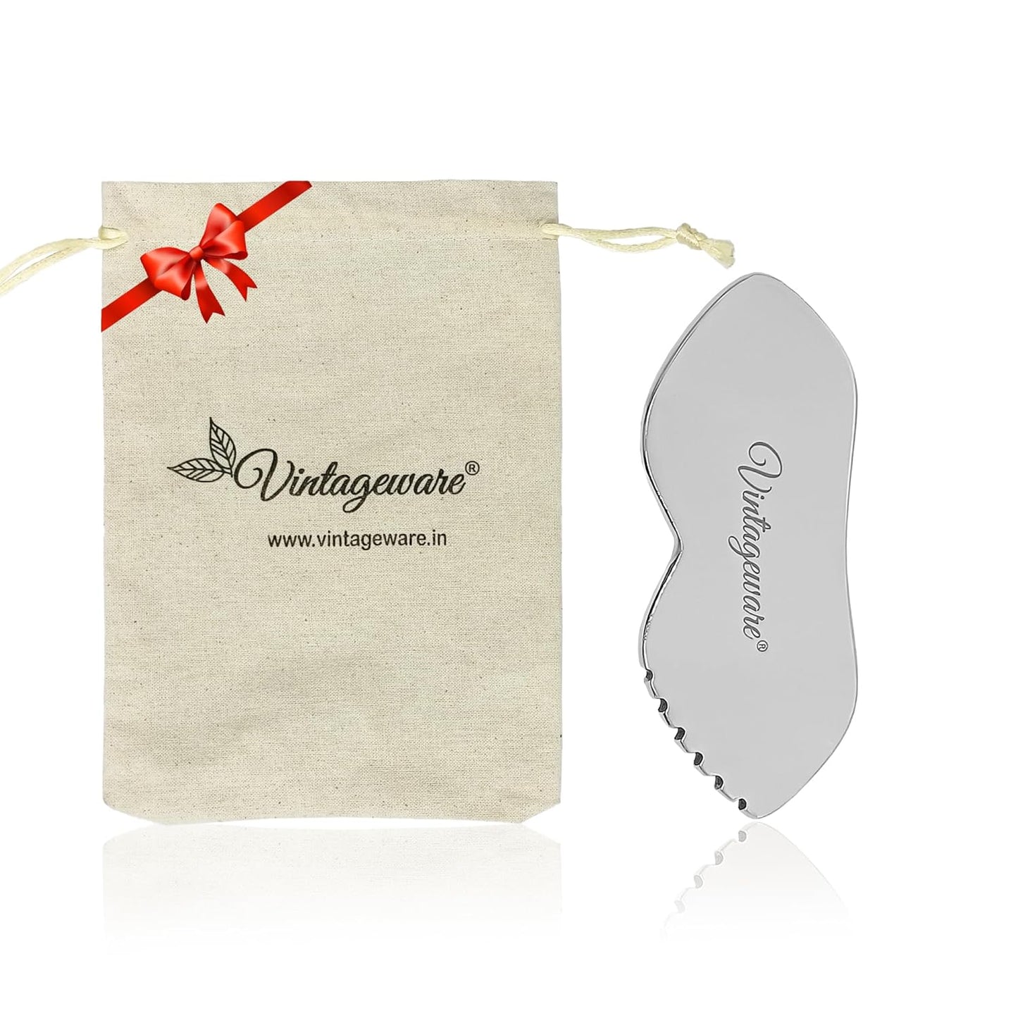 Gua Sha Face Massager | Vintageware® Stainless Steel Lip-Shaped Massage Tool