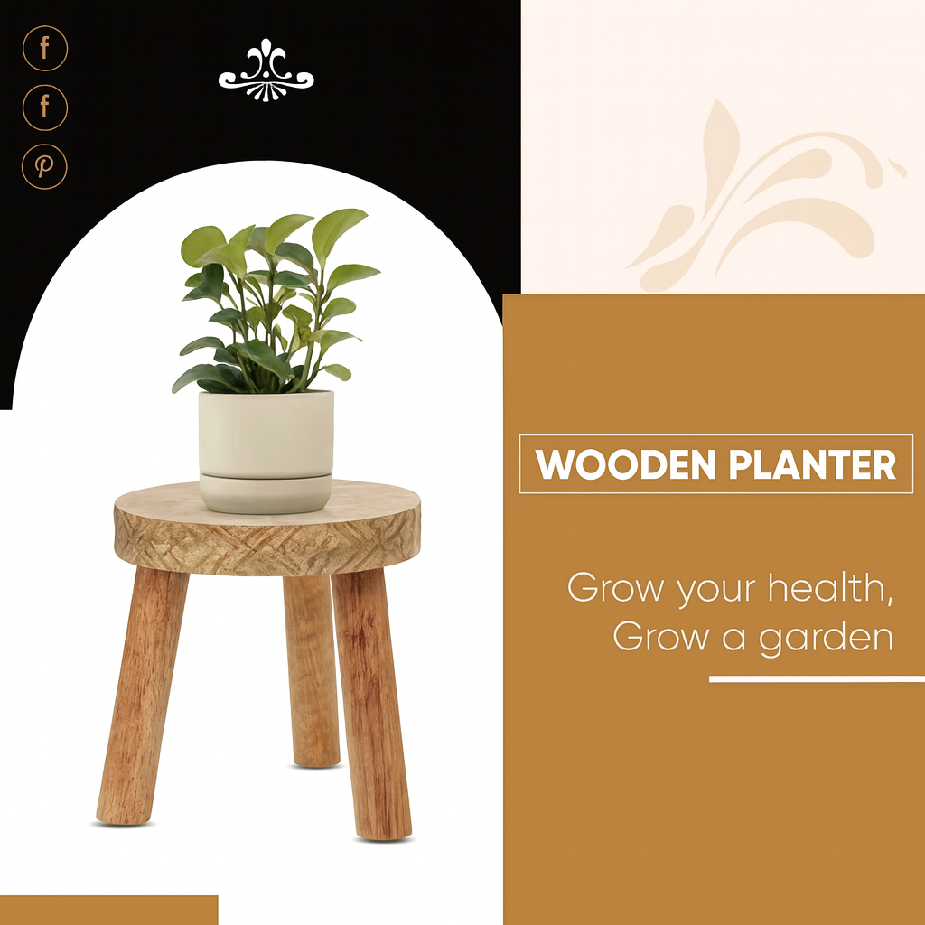 3 Leg Wooden Planter Stand | Solid Wood Plant Stand for Living Room, Indoor & Outdoor | Rustic Indoor Pot Holder