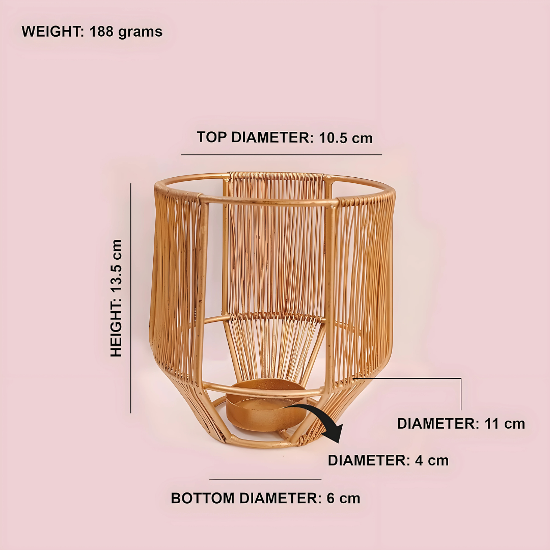 Vintageware® Gold Leaf Metal Tealight Candle Holders | Decorative Lantern for Diwali, Christmas, Table, Wedding & Home Decor, Set of 3