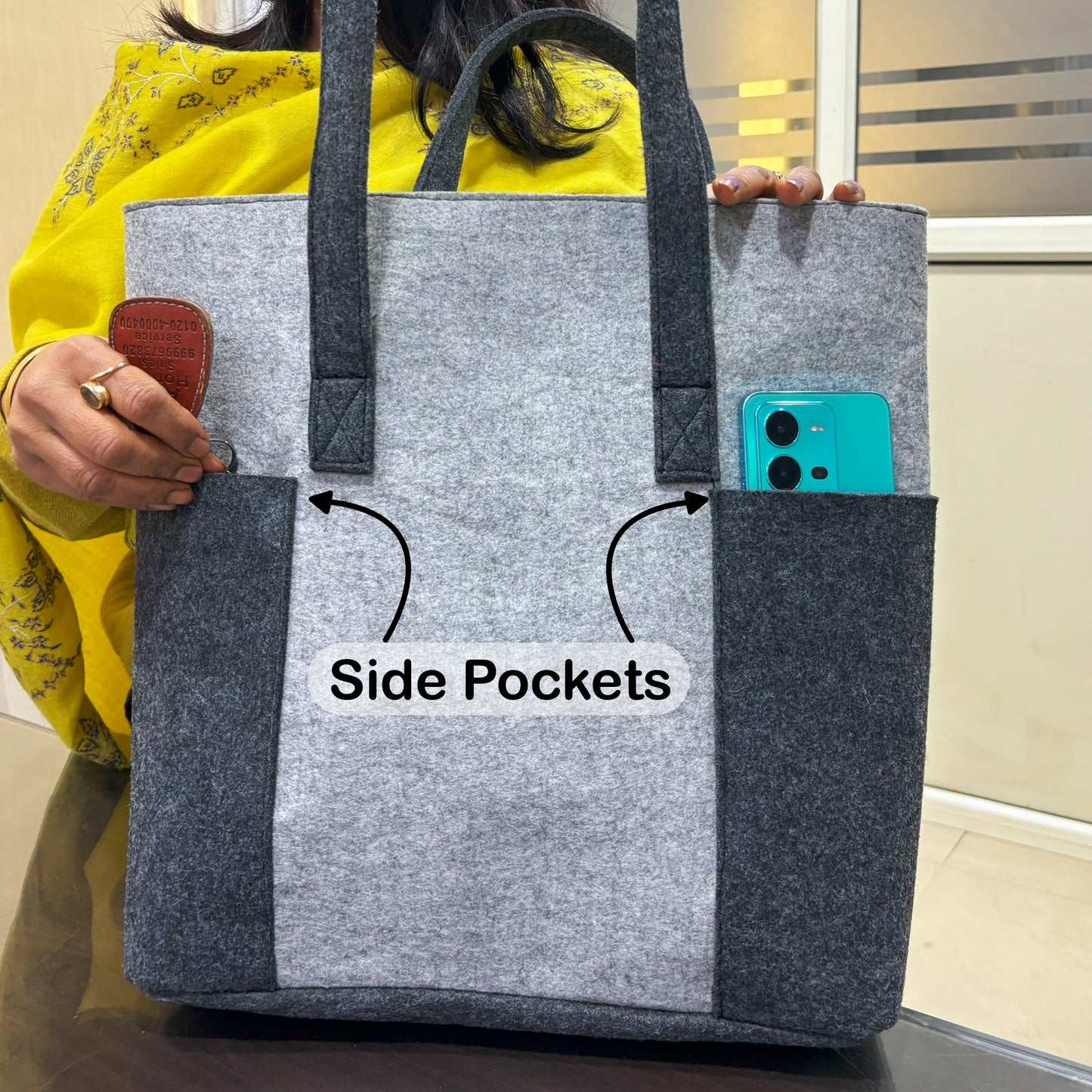 Felt Reusable Shopping Bag, Storage Tote Utility Bag