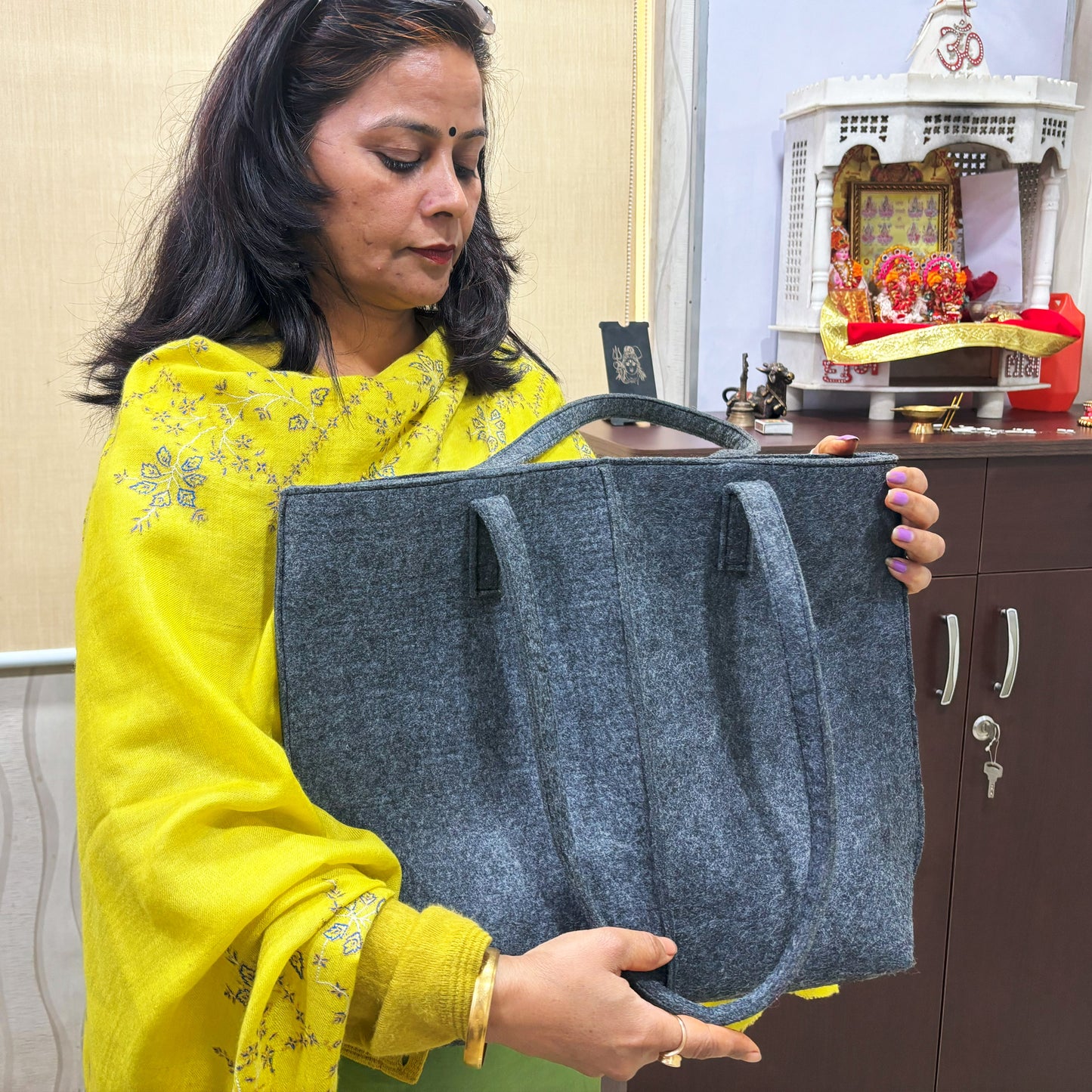 Felt Reusable Shopping Bag, Storage Tote Utility Bag