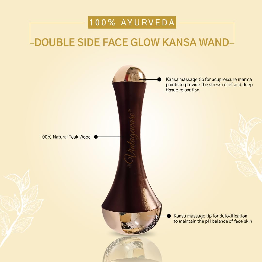 Kansa Wand Double Sided – Ayurvedic Beauty Tool for Skin Rejuvenation (Dark Brown)