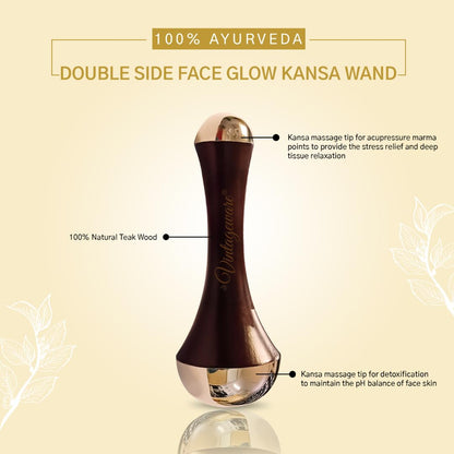 Kansa Wand Double Sided – Ayurvedic Beauty Tool for Skin Rejuvenation (Dark Brown)