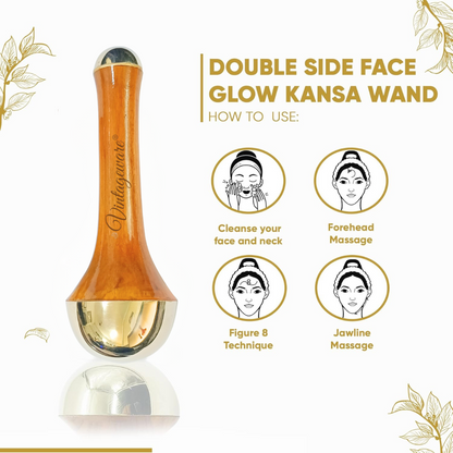 Vintageware® Kansa Wand Double Sided with Kansa Comb | Ayurvedic Massage Set (Kansa Wand-Large)