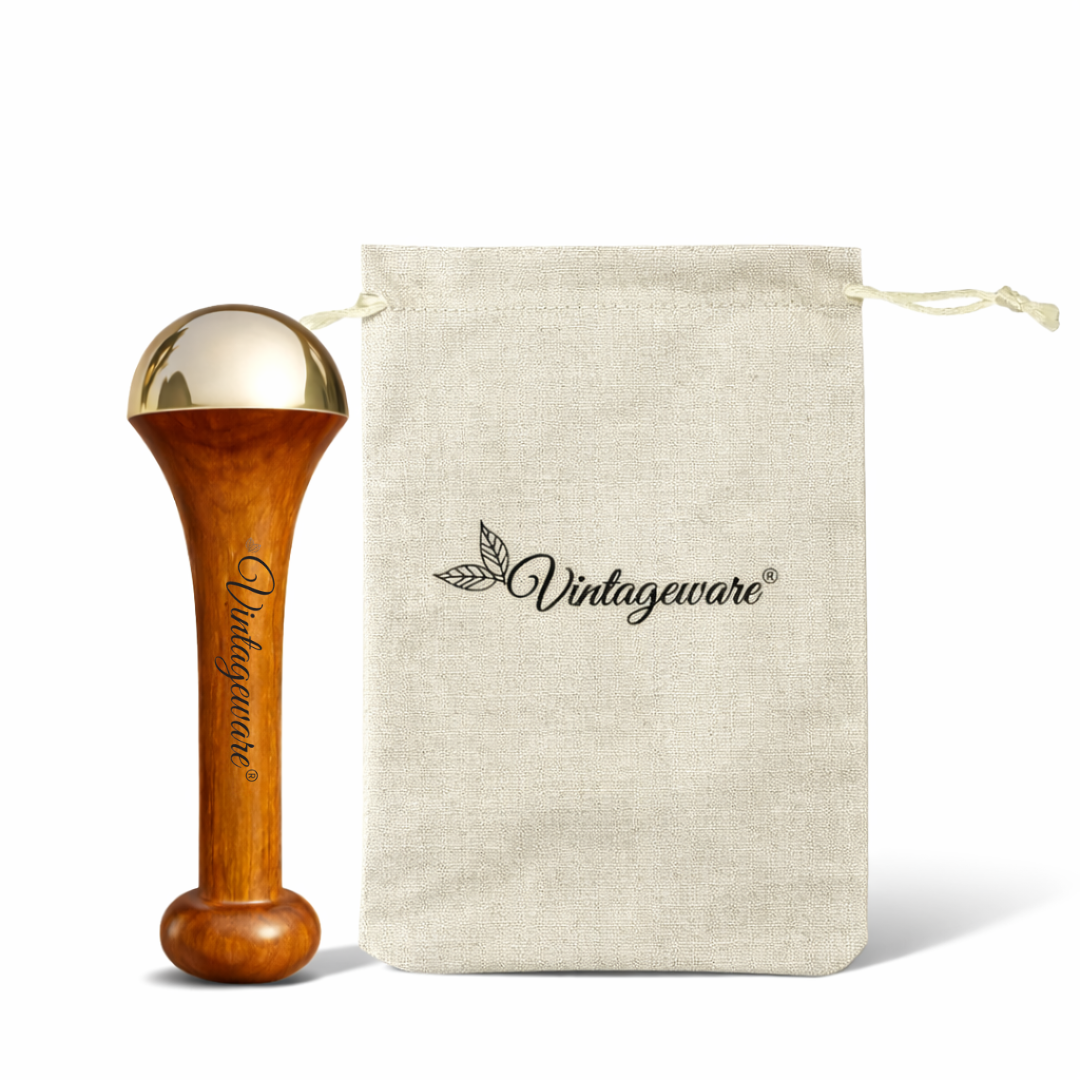 Luxury Acupressure Kansa Wand Massager With Teak Wood Handle For Detoxification And Deep Relaxation, Single Base Kansa Wand For Foot