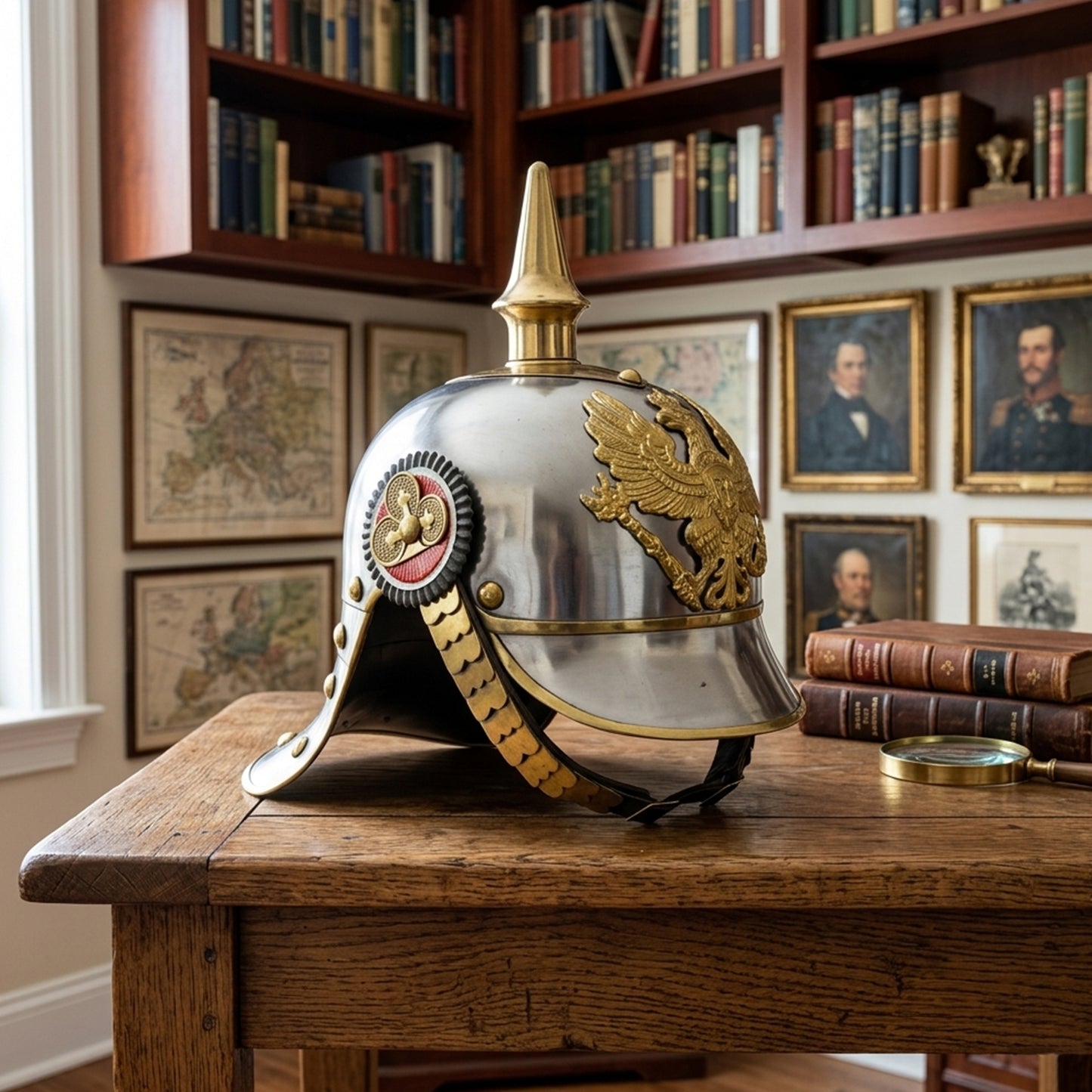 German Pickelhaube Helmet – Steel & Brass Prussian Military Replica (HT-G001)